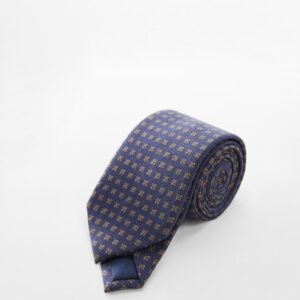 Men’s Blue Tie with Small Square Design – Elegant Polyester Accessory